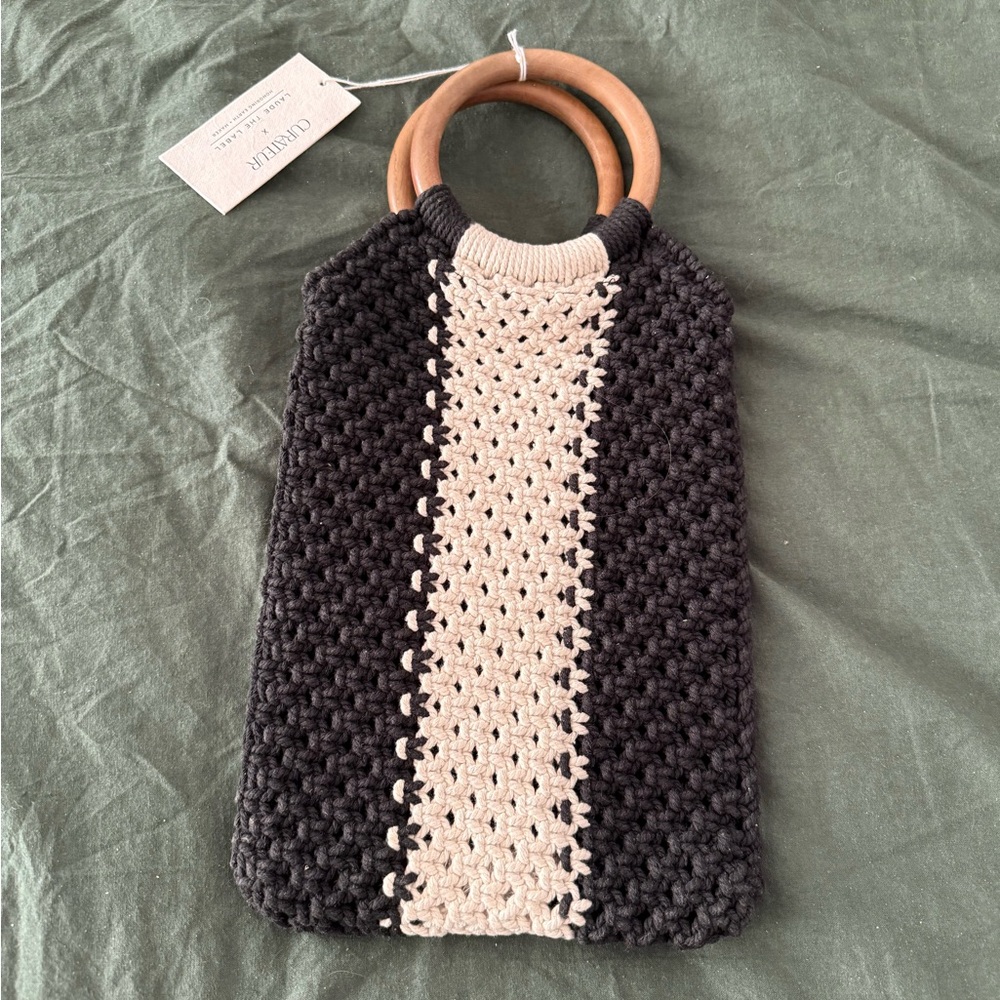 Curateur X Laude the Maker Black and Cream Macrame Bag NWT